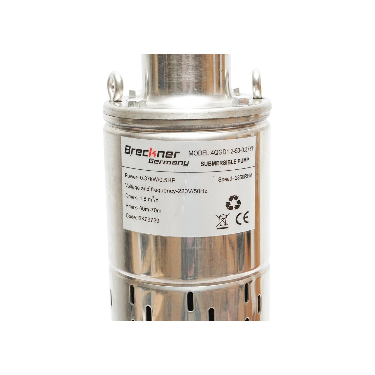 Pompa apa submersibila 4 inch, 370W, 30l/min H60m, 220V cu flotor 4QGD1.2-50-0.37F Breckner Germany